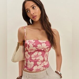 Reformation Overland Silk Top Lychee